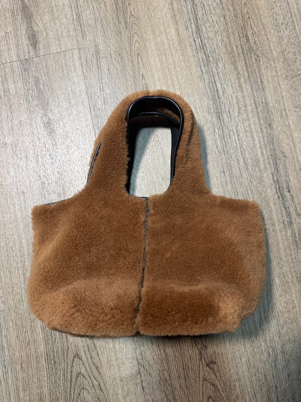 Madewell Brown Faux Fur and Leather Mini Tote Bag